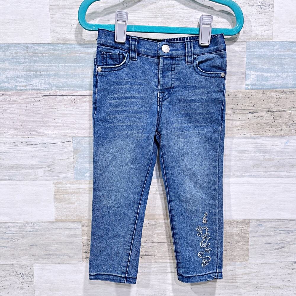 Jessica Simpson Floral Embroidered Skinny Jeans Blue Baby Toddler Girl 24M